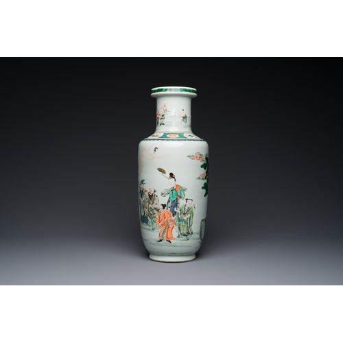 178 - A Chinese famille verte rouleau 'Eight immortals' vase, KangxiDescription:H.: 43,5 cm Provenance: An... 