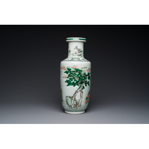 178 - A Chinese famille verte rouleau 'Eight immortals' vase, KangxiDescription:H.: 43,5 cm Provenance: An... 