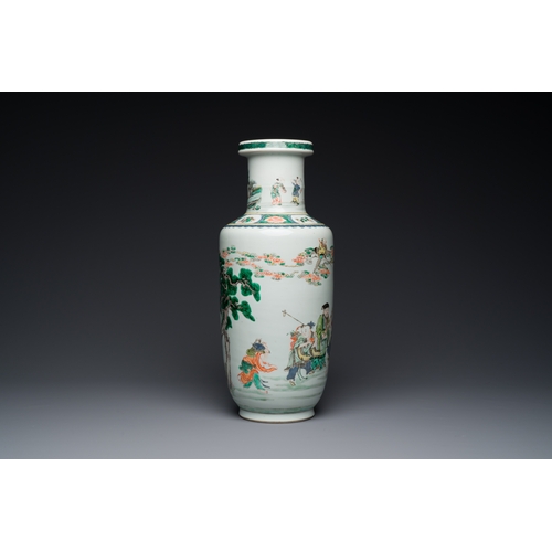 178 - A Chinese famille verte rouleau 'Eight immortals' vase, KangxiDescription:H.: 43,5 cm Provenance: An... 