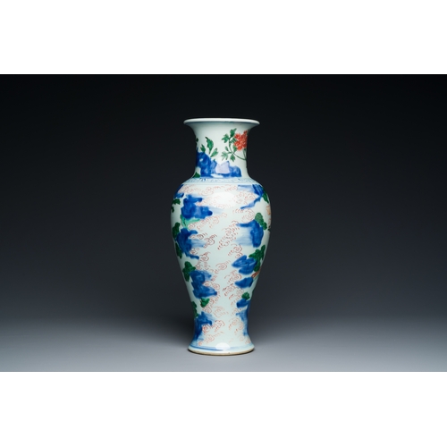 212 - A Chinese wucai 'immortals' vase, Transitional periodDescription:H.: 38,5 cmCondition:The absence of... 