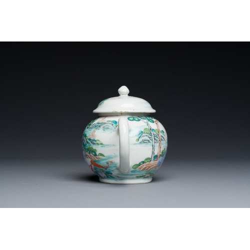 217 - A rare Chinese famille rose teapot with an erotical depiction of a European lady, YongzhengDescripti... 