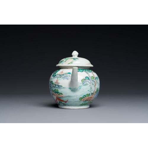 217 - A rare Chinese famille rose teapot with an erotical depiction of a European lady, YongzhengDescripti... 