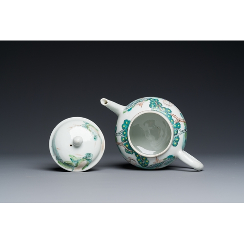 217 - A rare Chinese famille rose teapot with an erotical depiction of a European lady, YongzhengDescripti... 