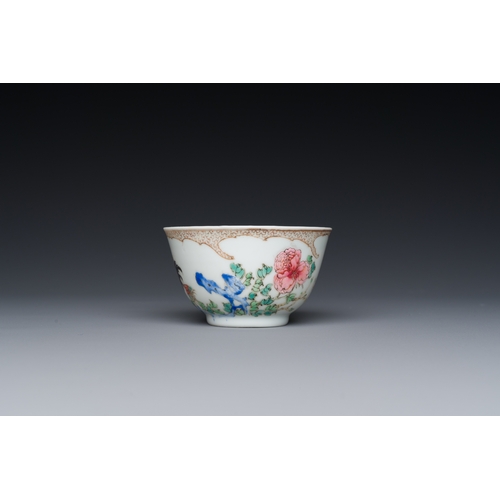 228 - A rare Chinese semi-eggshell famille rose 'rooster' tea cup and saucer, Baiyun Shanren ç½é²å±±äºº ... 