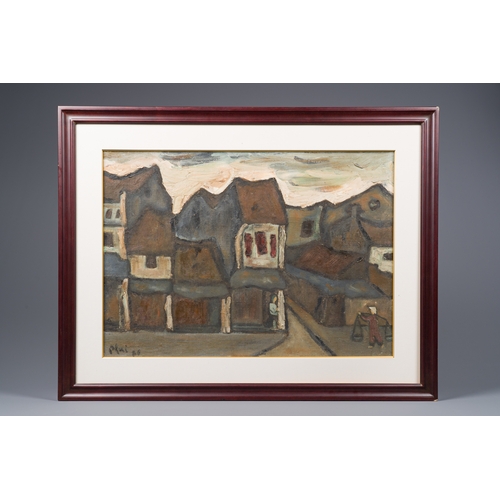 241 - Bui Xuan Phai (Vietnam, 1920-1988): 'A Hanoi street view', oil on canvas, dated 1986Description:Dim.... 