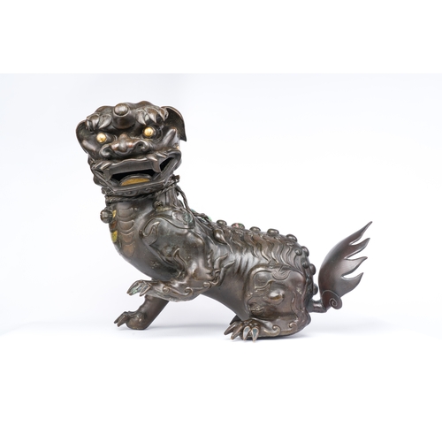 247 - A rare Chinese inlaid bronze lion-form censer, MingDescription:H.: 35 cm - L.: 43 cm Weight: 10,4 kg... 