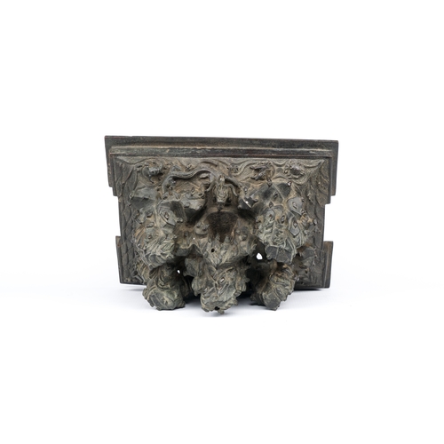 257 - A large Chinese bronze censer and cover with a dragon in a rocky landscape with various animals, Yua... 