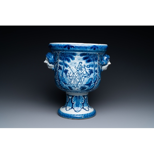 339 - A large Dutch Delft blue and white 'Venus and Adonis' jardiniere, 1st half 18th C.Description:H.: 38... 