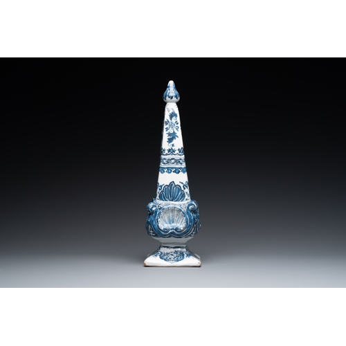 340 - A fine Dutch Delft blue and white obelisk, late 17th C.Description:H.: 36 cm  Marked AK on the back ... 