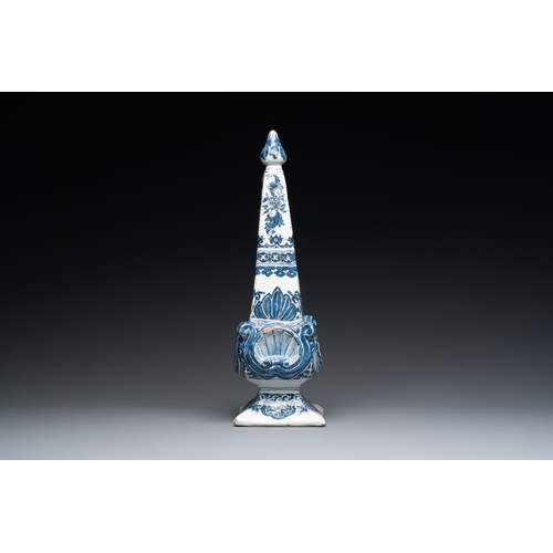 340 - A fine Dutch Delft blue and white obelisk, late 17th C.Description:H.: 36 cm  Marked AK on the back ... 