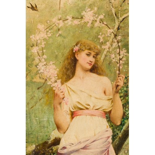 351 - Jacques-Clement Wagrez (French school, 1850-1908): 'Young woman with a floral garland', oil on canva... 