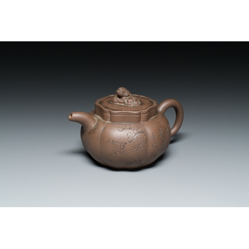 37 - A Chinese Yixing stoneware teapot and cover, signed Li Yong å©æ°¸, Yixing seal mark, dated 1934Desc... 