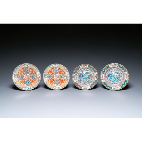 4 - Eght unusual Chinese Canton famille rose plates, 19/20th C.Description:Dia.: 22 cm (the largest)Cond... 