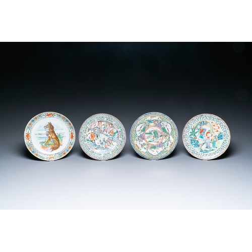 4 - Eght unusual Chinese Canton famille rose plates, 19/20th C.Description:Dia.: 22 cm (the largest)Cond... 