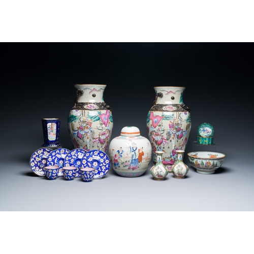 53 - A varied collection of Chinese porcelain and Canton enamel, 18/19th C.Description:H.: 35 cm (the tal... 