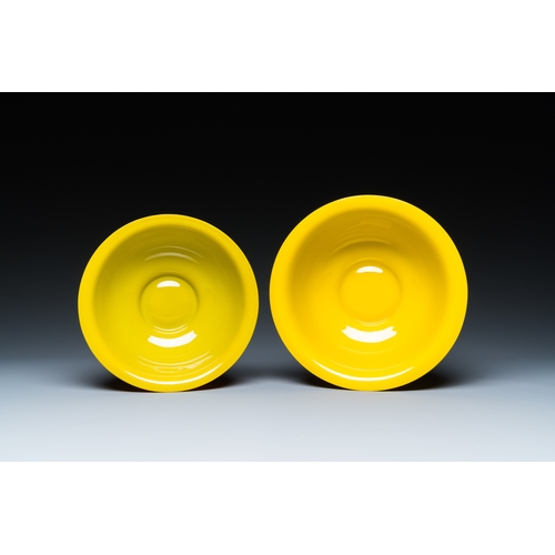 57 - Two Chinese yellow Beijing glass bowls, 19/20th C.Description:Dia.: 20 cm - H.: 9,5 cm (the largest ... 