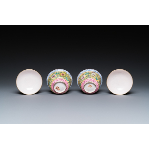 91 - A pair of Chinese Canton enamel bowls and covers, QianlongDescription:Dia.: 9,5 cm - H.: 8 cmConditi... 