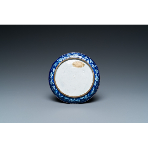 99 - A Chinese Canton enamel 'lotus' spice dish and a floral bowl, Qianlong/JiaqingDescription:Dia.: 16 c... 