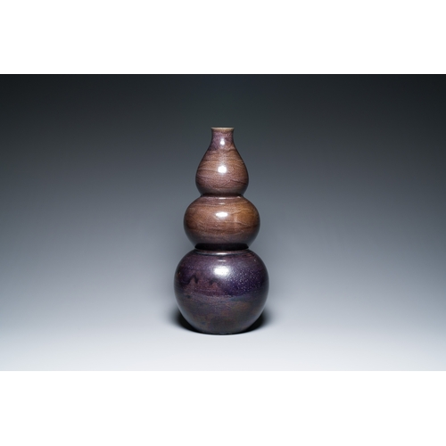 120 - A large Chinese aubergine-glazed triple gourd vase, 18th C.Description:H.: 57,5 cmCondition reports:... 