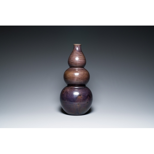 120 - A large Chinese aubergine-glazed triple gourd vase, 18th C.Description:H.: 57,5 cmCondition reports:... 