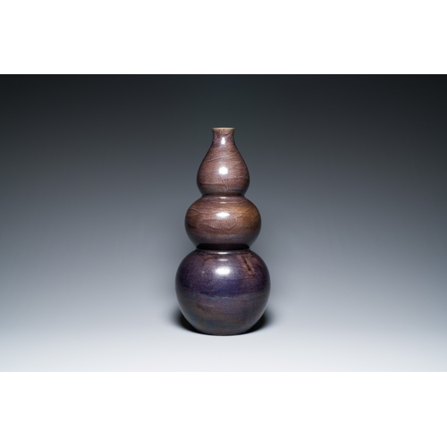 120 - A large Chinese aubergine-glazed triple gourd vase, 18th C.Description:H.: 57,5 cmCondition reports:... 