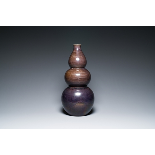 120 - A large Chinese aubergine-glazed triple gourd vase, 18th C.Description:H.: 57,5 cmCondition reports:... 