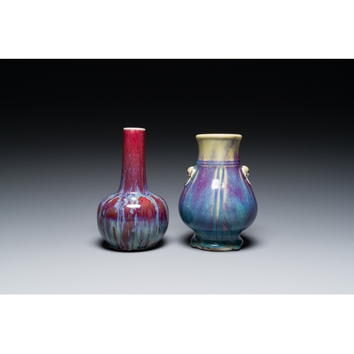 147 - Two Chinese flambe-glazed vases, 19th C.Description:H.: 20 cm (the tallest)Condition reports:Please ... 