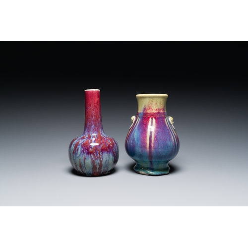 147 - Two Chinese flambe-glazed vases, 19th C.Description:H.: 20 cm (the tallest)Condition reports:Please ... 