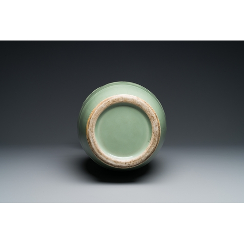 149 - A Chinese celadon-glazed 'lotus scroll' vase, QianlongDescription:H.: 54,5 cmCondition reports:Pleas... 