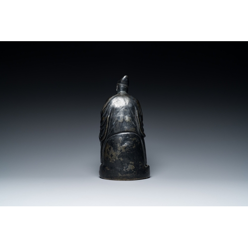 155 - A Chinese monochrome black-glazed figure of Ji Gong, 18th C.Description:H.: 30 cmCondition reports:P... 