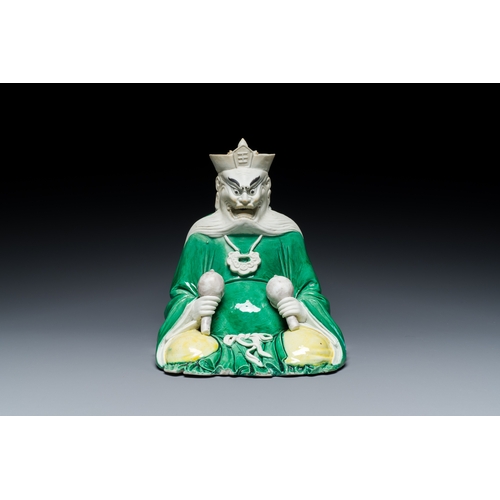 171 - A Chinese verte biscuit figure of Yan Luo, the ruler of hell, KangxiDescription:H.: 21 cmCondition r... 