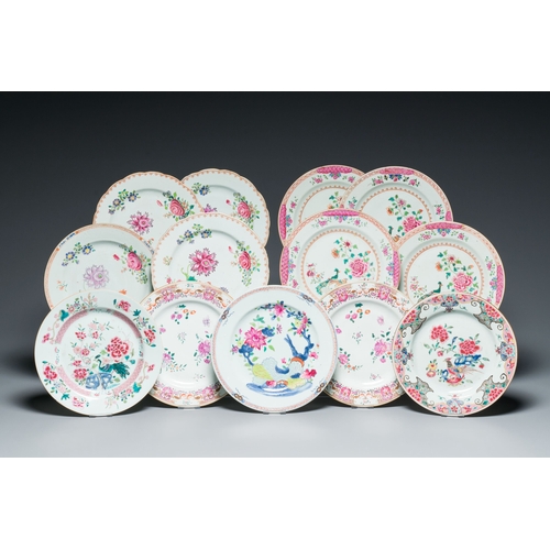 264 - Thirteen Chinese famille rose plates, Yongzheng/QianlongDescription:Dia.: 23,5 cm (the largest plate... 