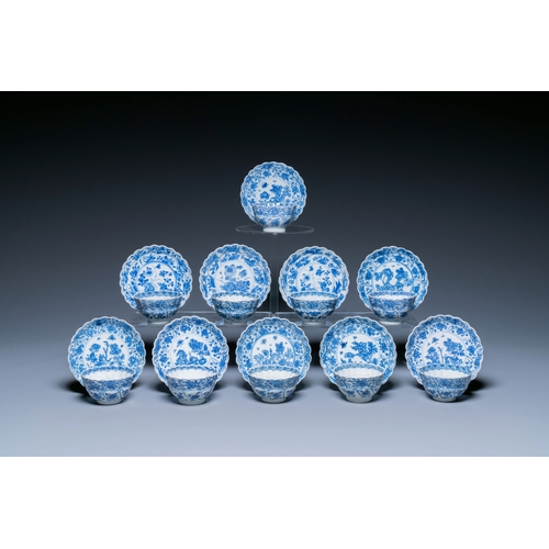 300 - Ten Chinese blue and white cups and saucers, KangxiDescription:Dia.: 13 cm (the saucers)Dia.: 8,5 cm... 