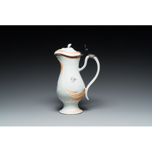 202 - A rare Chinese export porcelain ewer and basin with crowned monogram 'RLI', QianlongDescription:H.: ... 