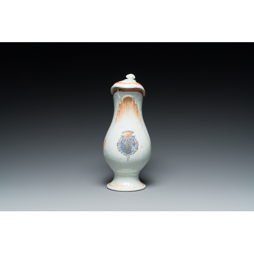 202 - A rare Chinese export porcelain ewer and basin with crowned monogram 'RLI', QianlongDescription:H.: ... 