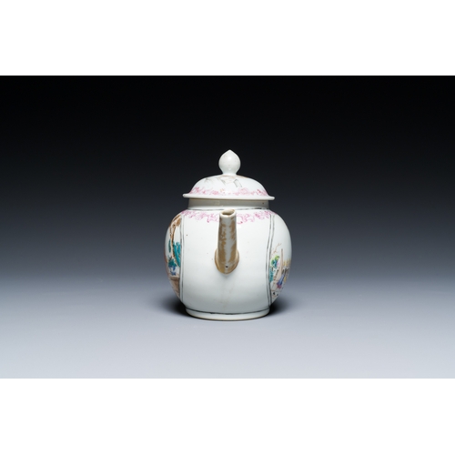 203 - A Chinese famille rose export porcelain 'mythological subject' teapot, QianlongDescription:L.: 19 cm... 