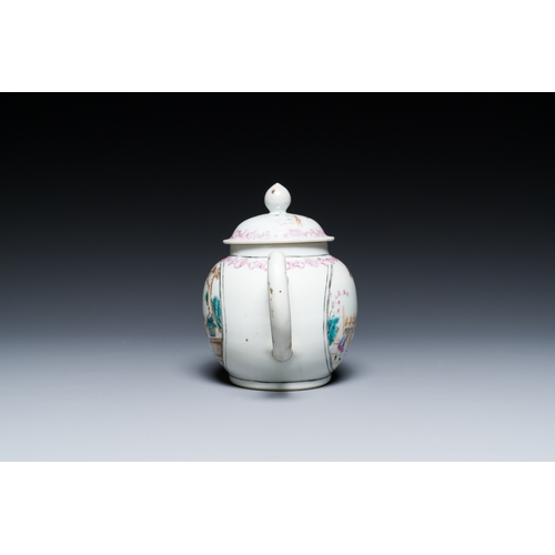 203 - A Chinese famille rose export porcelain 'mythological subject' teapot, QianlongDescription:L.: 19 cm... 