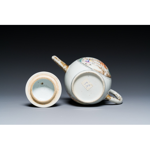 203 - A Chinese famille rose export porcelain 'mythological subject' teapot, QianlongDescription:L.: 19 cm... 