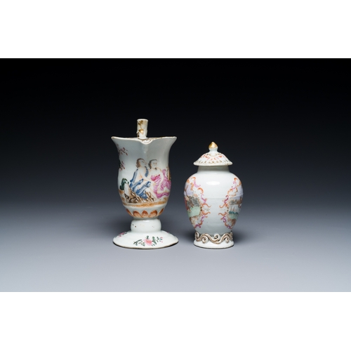 204 - Six Chinese famille rose and grisaille export porcelain wares, QianlongDescription:H.: 15,5 cm - L.:... 