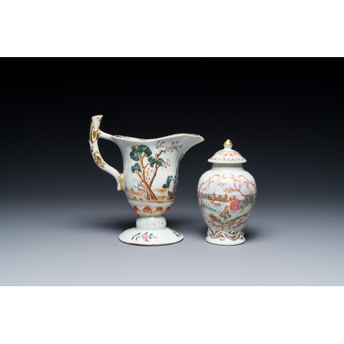 204 - Six Chinese famille rose and grisaille export porcelain wares, QianlongDescription:H.: 15,5 cm - L.:... 