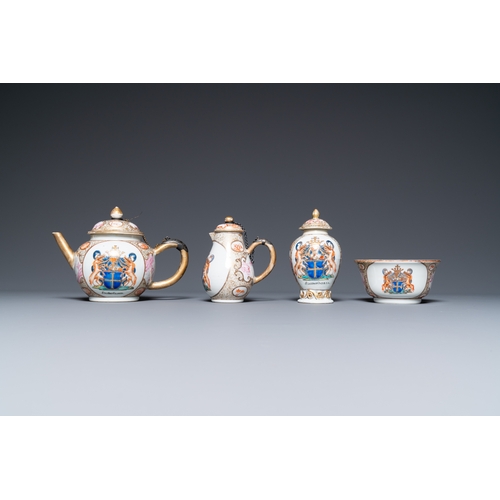 208 - A Chinese 21-piece armorial tea service with the arms of 'Van der Cruyce' for the Belgian market, Qi... 