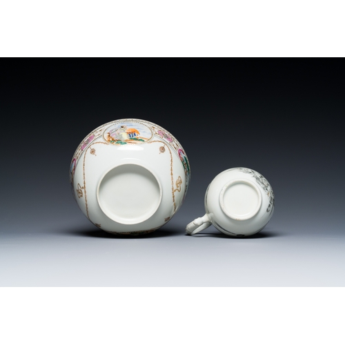 212 - A Chinese grisaille 'Crucifixion' jug and a bowl for the American market, QianlongDescription:Dia.: ... 