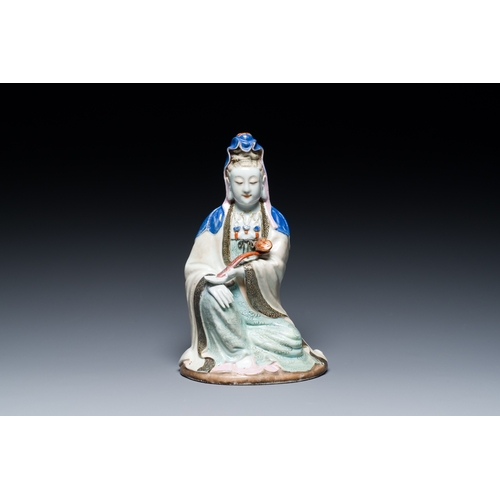 221 - A Chinese famille rose figure of Guanyin with a ruyi scepter, QianlongDescription:H.: 23,5 cm Ref.: ... 