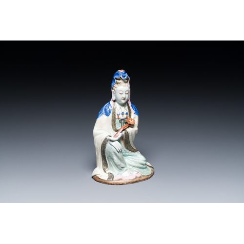 221 - A Chinese famille rose figure of Guanyin with a ruyi scepter, QianlongDescription:H.: 23,5 cm Ref.: ... 