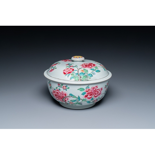 236 - A round Chinese famille rose tureen and cover with fine floral design, YongzhengDescription:Dia.: 24... 