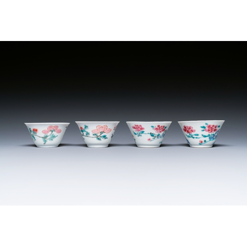 241 - Four Chinese famille rose cups and saucers, YongzhengDescription:Dia.: 10,5 cm (the saucers)H.: 4 cm... 