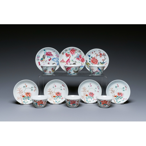 242 - Seven Chinese famille rose cups and saucers, YongzhengDescription:Dia.: 10,5 cm (the saucers)Dia.: 6... 