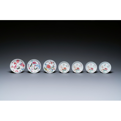 242 - Seven Chinese famille rose cups and saucers, YongzhengDescription:Dia.: 10,5 cm (the saucers)Dia.: 6... 