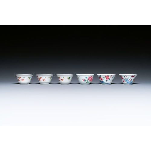 242 - Seven Chinese famille rose cups and saucers, YongzhengDescription:Dia.: 10,5 cm (the saucers)Dia.: 6... 