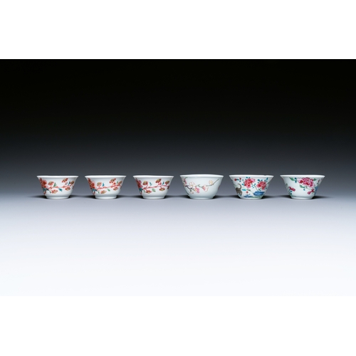 242 - Seven Chinese famille rose cups and saucers, YongzhengDescription:Dia.: 10,5 cm (the saucers)Dia.: 6... 